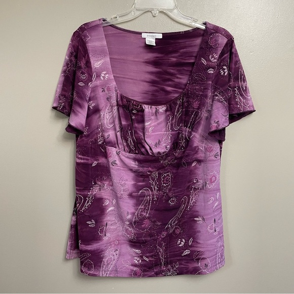 Y2K Fairycore babydoll  Flutter Top purple paisley 1X - Picture 1 of 9